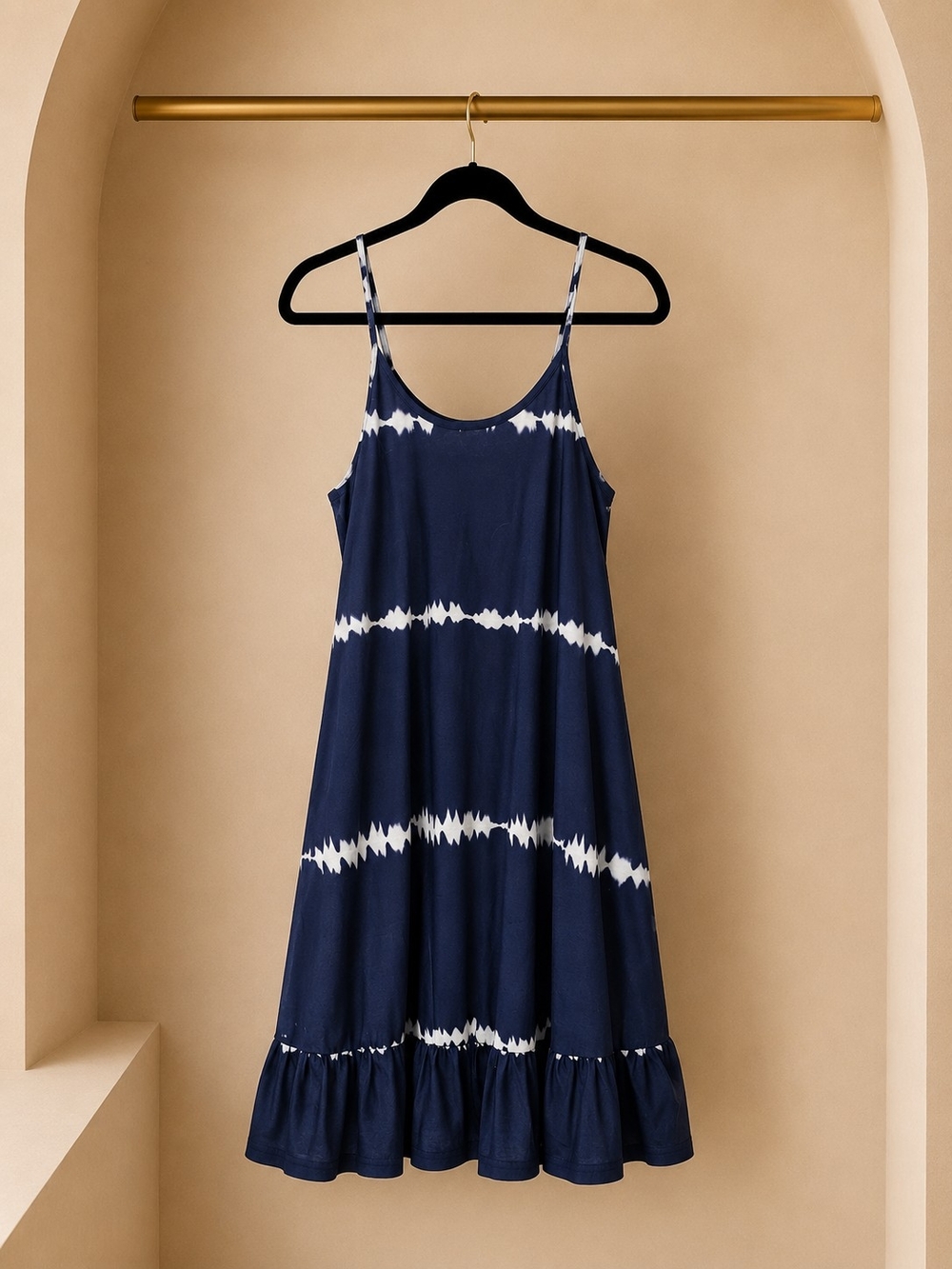 Navy Tie-Dye Spaghetti Strap Sundress
